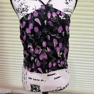 Floral Black and Purple Women's Top and Skort set
